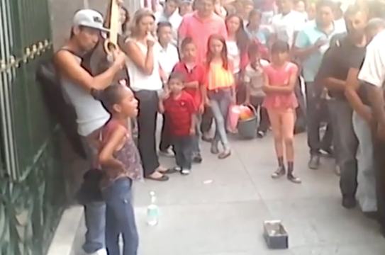 ▶ 4th Grader From Mexico Shows Off Her Amazing Voice Singing With Her Uncle On The Streets!