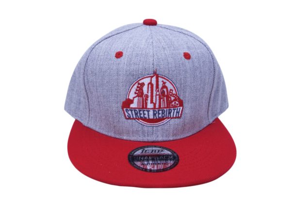 Heather Grey And Red Snapback Hat