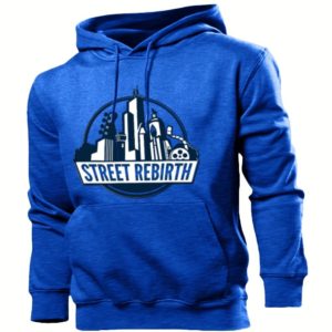 blue hoodie with blue logo