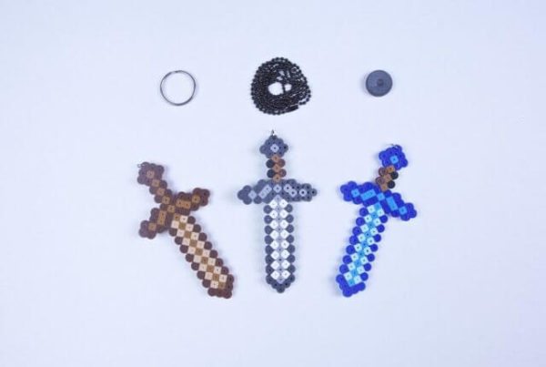 Minecraft Sword Keychain Necklace Magnet or Decorative Art To Hang
