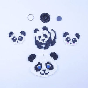 Panda Bear Keychain Necklace Magnet or Decorative Art To Hang